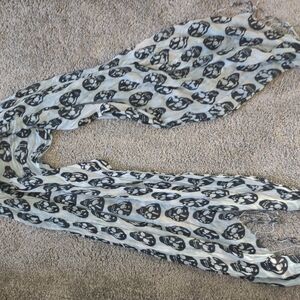 Skull Patterned Scarf Light Blue